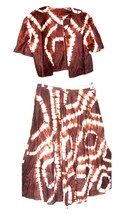 Sz XL- Brown &amp; Tan 100% Cotton Tie Dye A-Line Skirt &amp; Bolero Jacket - £46.21 GBP