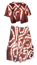 Sz XL- Brown &amp; Tan 100% Cotton Tie Dye A-Line Skirt &amp; Bolero Jacket - £46.35 GBP