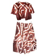 Sz XL- Brown &amp; Tan 100% Cotton Tie Dye A-Line Skirt &amp; Bolero Jacket - £46.87 GBP