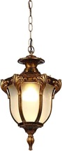Outdoor Pendant Light Bronze Fixture Vintage Lantern Glass Exterior Porc... - £78.15 GBP
