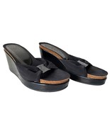 Donald J Pliner Black Slip On Wedge Sandal-Fabric &amp; Patent Leather-Women... - £30.49 GBP