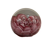 Peacock Glass Paperweight Flower Swirl Pink White Elwood Indiana 2.75 inch - £21.89 GBP
