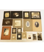 Random Lot of 17 Antique Photos, B&amp;W/Sepia, Cabinet Card, Wallet Sizes ~... - $33.50 CAD