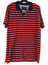 Denim &amp; Flower Ricky Singh Black Red Striped Polo Shirt Mens M - £19.32 GBP