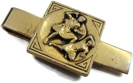 Swank Tie Bar Gold Tone Roman Gladiators Vintage Men Dress Accessories - £19.77 GBP