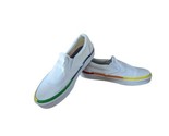Vans Classic Slip On White canvas Rainbow Skate Shoe Pride LGBTQ women 6 - $28.50