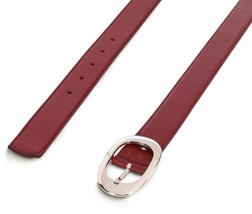 Womens vegan belt apple skin bordeaux fashion elegant curved buckle slim... - $57.69