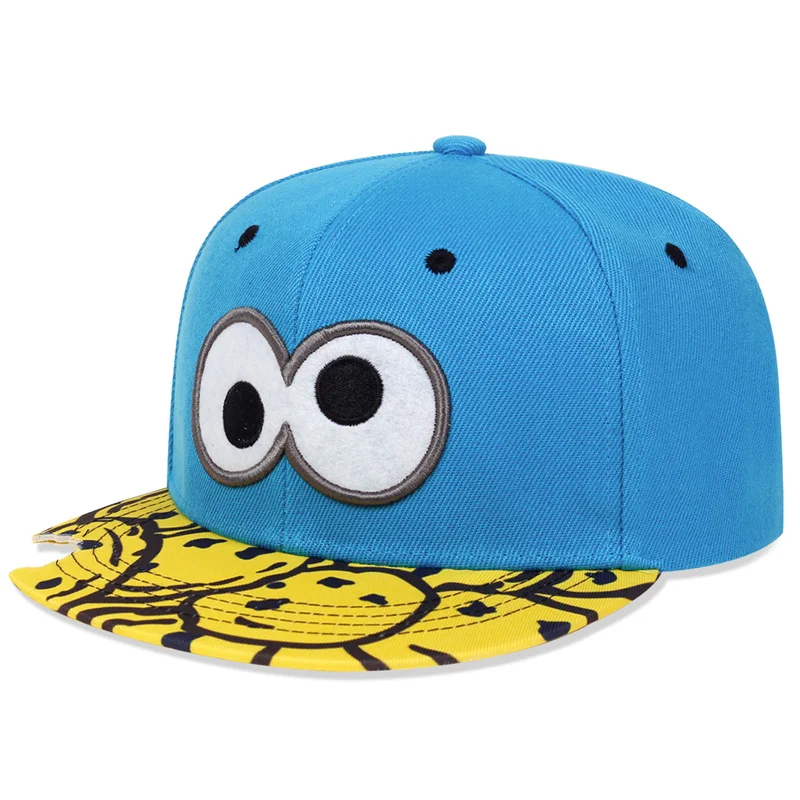 Cap cartoon big eyes cookie bite blue snapback hat adults outdoor travel adjustable sun thumb200