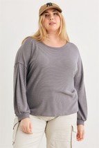 Women&#39;s Plus Size Grey Waffle Knit Crossover Back Cut Out Top (1XL) - £14.43 GBP