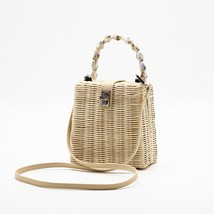 Women&#39;s Handbag Wicker Woven Beach Bag Handmade Shoulder Bags Bohemian Straw Bag - £43.16 GBP