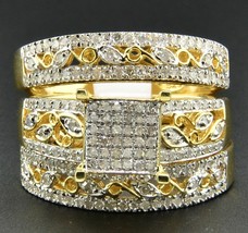 Diamond 14K Yellow Gold Over Trio Wedding Band Engagement Ring Set 2.50 CT. T.W. - £111.22 GBP