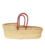 Bolga Ghanaian Moses Basket - Reddish Brown Leather Handle - $245.01 CAD