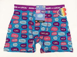 Main &amp; Local Pride He She Him They Them Her Turquoise Pink Purple Boxers Men&#39;s - £14.38 GBP