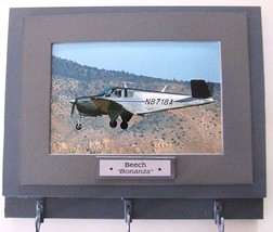 Wall Mounted Keychain Rack with a 4&quot;X6&quot; print of a Beechcraft Bonanza ai... - £14.27 GBP