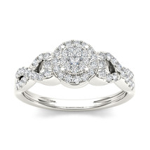 10K White Gold 2/5ct TDW Diamond Cluster Halo Engagement Ring - £351.70 GBP
