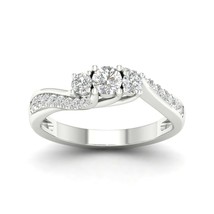 Authenticity Guarantee 
10K White Gold 1/2ct TDW Diamond Three Stone Bypass Ring - £559.54 GBP