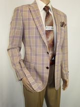 Men Sport Coat by Berlusconi Turkey Italian Wool Super 180's #671-15 Tan Burg image 3