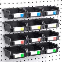 Right Arrange – Pegboard Bins - 12 Pack Black - Hooks to Any Peg Board - Organiz - £27.31 GBP
