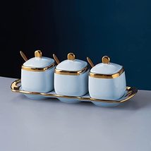 Artwork Ceramics Porcelain Seasoning Bowl 3pcs Set Condiment Pots Containers Spi - £55.55 GBP
