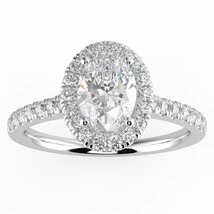 1ct Natural Diamond G-H Color I1 Clarity Oval Shape Halo Stunning Ring - £1,981.12 GBP