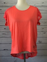 Forever 21 Tunic Top Shirt Small Coral Orange Sexy Eyelet Short Sleeve Y... - $16.20