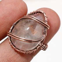 White Topaz Cab&#39;s Gemstone Handmade Copper Wire Wrap Ring Jewelry 7&quot; SA 446 - £5.16 GBP