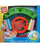 Play Day Chalk Drawing Stencil Set Sidewalk Fun 4 Pc Color Chalk Include... - £20.07 GBP