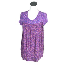 Matilda Jane Shirt Pullover Womens Small Short Sleeves Purple Flowy Loose Yellow - £18.38 GBP