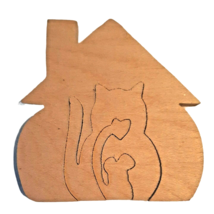 3 Piece Cat and Mouse Unfinished Wood Puzzle Made with Scroll Saw - £6.84 GBP