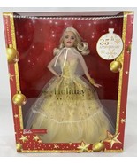 Barbie Signature 35th Anniversary 2023 Holiday Barbie Doll Gold Gown Blo... - £60.03 GBP