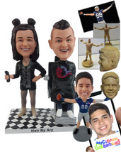 Personalized Bobblehead Happy customer having a neat haircut by a gorgeous hairs - £194.05 GBP