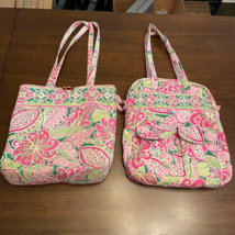 Vera Bradley Women Tote &amp; Diaper Bags Pink Floral Fabric Lot Of 2 Quilte... - £23.89 GBP