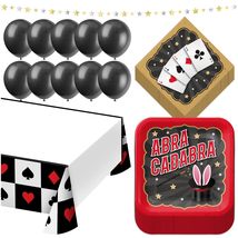 Magic Party Supplies Paper Plates, Napkins, Cups, Table Cover, Balloons and Bann - £20.80 GBP