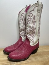 Justin Boots L 4509 Pink Bull Leather Women&#39;s sz 6.5 B Rare HTF Barbie Cowgirl - £147.57 GBP