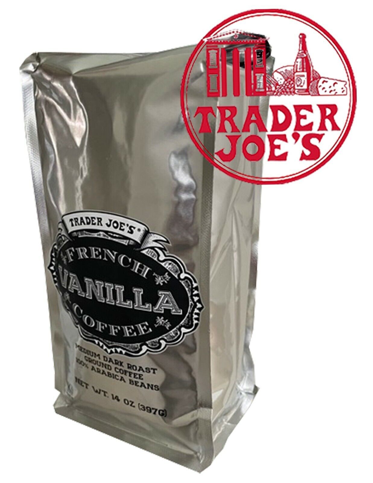  Trader Joe's French Vanilla Ground Coffee Medium Dark Roast 14oz Each  - $14.90