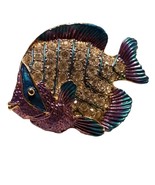 Fish Brooch Crystal Rhinestone Enamel Pin Vintage Costume Jewelry Fishin... - £9.61 GBP