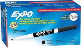 Fine Tip, Low Odor Dry Erase Markers, Black, 12 Count, Expo. - £25.43 GBP