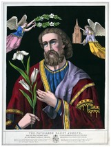 8107.The patriarch st Joseph.portrait.man holds flower.POSTER.art wall decor - £13.66 GBP+