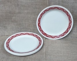 Corelle Red Plaid Dessert Plate Set 7 Inches Cottagecore Farmhouse Rustic - $39.60