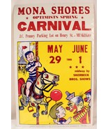 Vintage Mona Shores Carnival Poster Optimist&#39;s Spring 14 X 22 Inches - £14.32 GBP