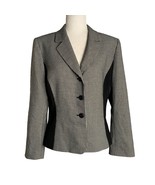 Tahari Houndstooth Blazer Jacket 14 Black Lined Buttons Notch Collar Lined - £29.30 GBP