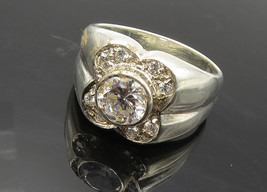 925 Sterling Silver - Vintage Cubic Zirconia Floral Band Ring Sz 11.5 - RG9628 - £34.99 GBP
