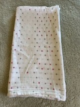 Aden Anais White Teal Pink Gray Polka Dots Large Swaddle Baby Blanket  - £9.63 GBP