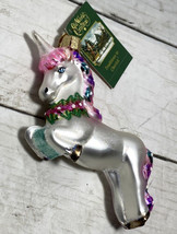 Prancing Unicorn Glass Ornament - 12472 Old World Christmas - £20.92 GBP