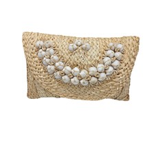 Vintage Women&#39;s Seashell Clutch Purse Straw Beachwear Summer Straw - $465.81 MXN