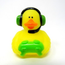 Video Gamer Rubber Duck 2&quot; Green Headset Controller Squirter Spa Bath US Seller - £6.72 GBP