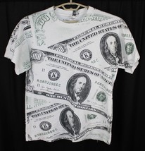 Vintage Activewear Benjamin $100 Bill All Over Print Single Stitch Shirt Men XL - $58.94