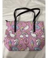 Women’s Tote Purse Unicorn Unicat Ice Cream Donuts Design Pink 15”x10” NWOT - €21,33 EUR