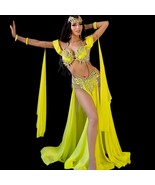Made to Order Yellow Crystal Belly Dance Costume: Performance Competition Dress - $619.00
