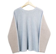 NWT $298 Johnny Was Calme Sweater Womens Cashmere Color Block Blue Tan Taupe SM - £78.90 GBP